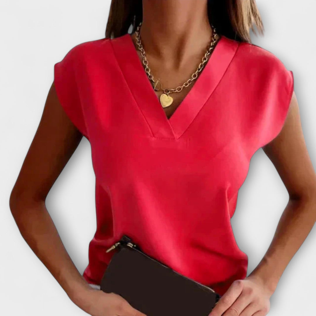 Aureza – V-Neck Top with Summer Cut