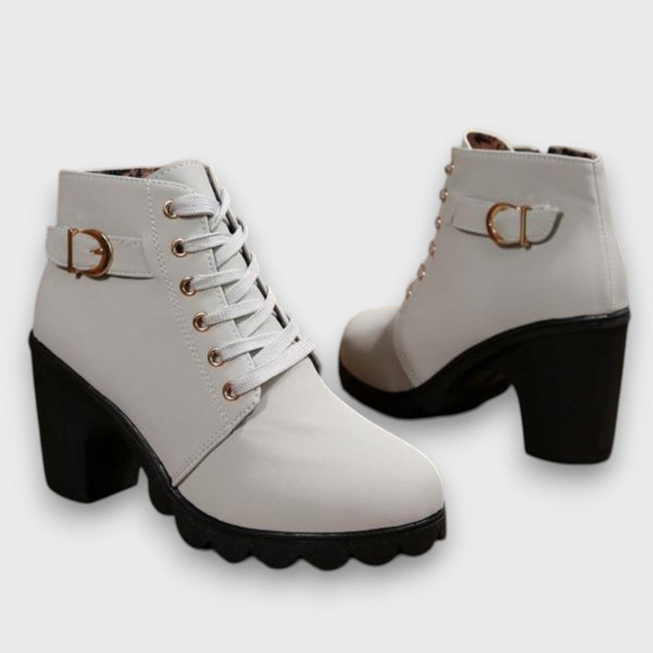 Ardeline – Lace-Up Buckle Block-Heel Ankle Boots